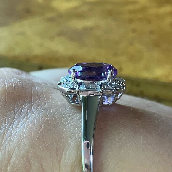 Moroccan Amethyst Sterling Silver Art Deco Ring Size 10 - Picture 3 of 9